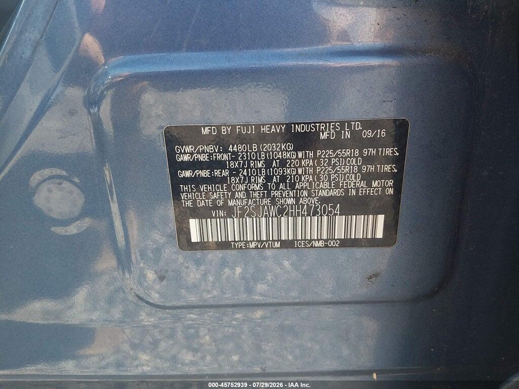 JF2SJAWC2HH473054 2017 SUBARU FORESTER photo no. 9