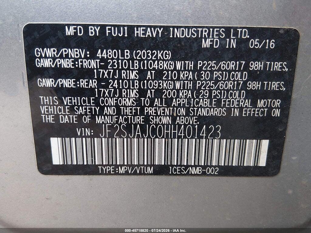 JF2SJAJC0HH401423 2017 SUBARU FORESTER photo no. 9