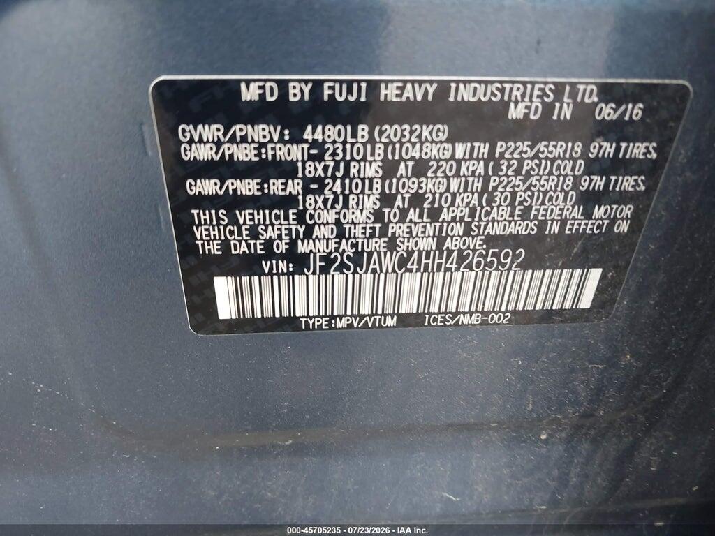 JF2SJAWC4HH426592 2017 SUBARU FORESTER photo no. 9