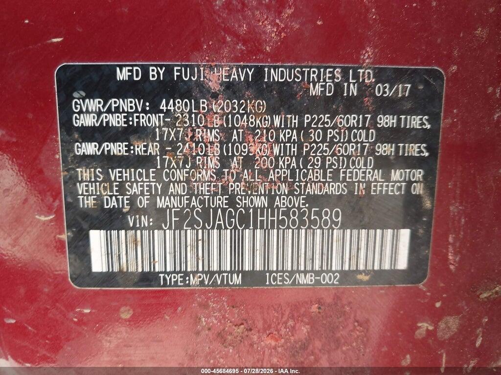 JF2SJAGC1HH583589 2017 SUBARU FORESTER photo no. 9