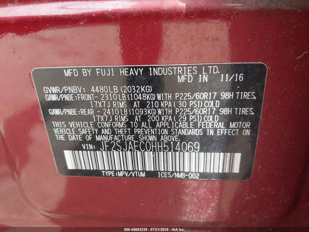 JF2SJAEC0HH514069 2017 SUBARU FORESTER photo no. 9