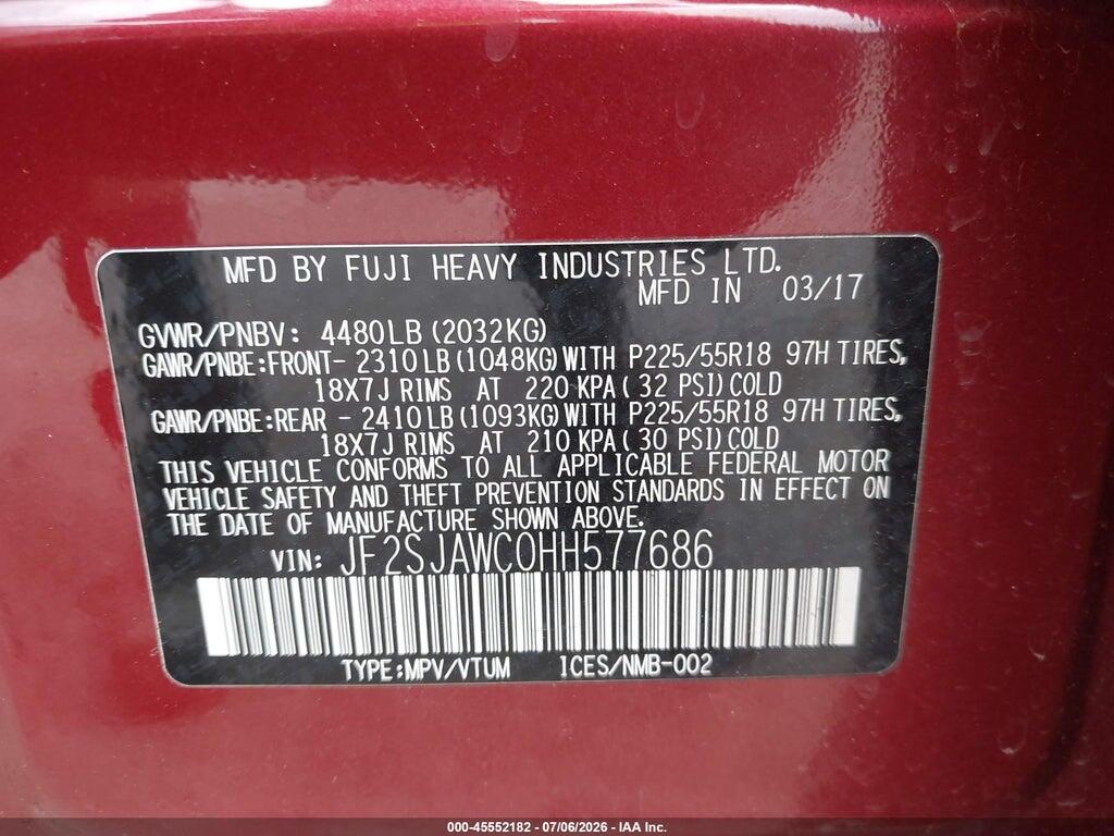 JF2SJAWC0HH577686 2017 SUBARU FORESTER photo no. 9