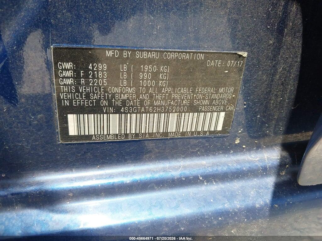 4S3GTAT62H3752000 2017 SUBARU IMPREZA photo no. 9
