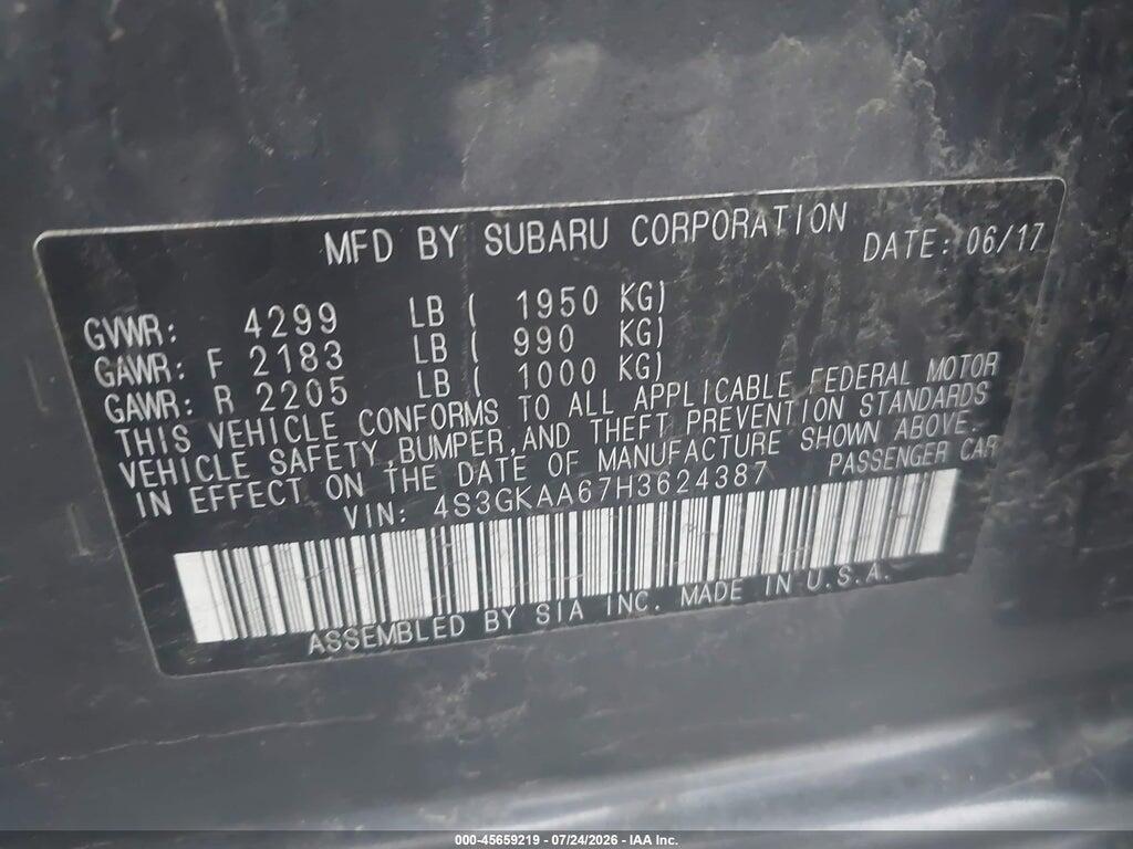 4S3GKAA67H3624387 2017 SUBARU IMPREZA photo no. 9