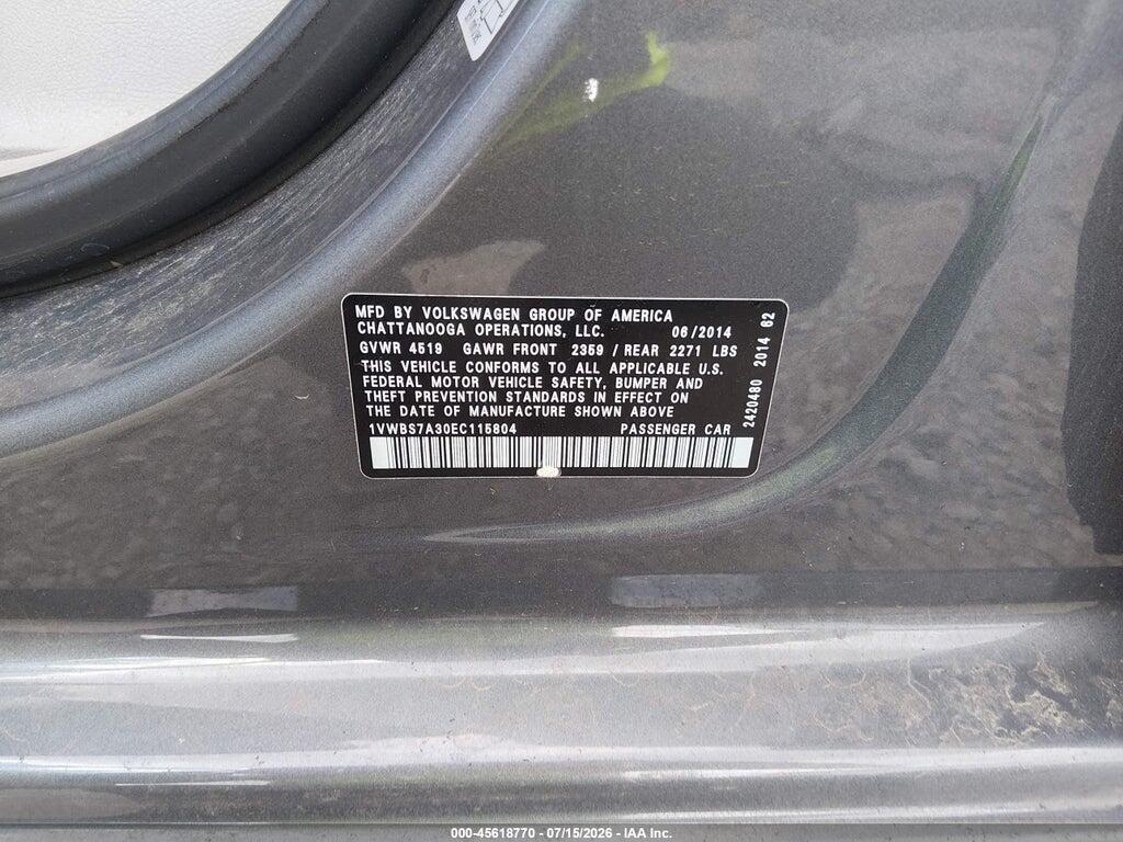 1VWBS7A30EC115804 2014 VOLKSWAGEN PASSAT photo no. 9