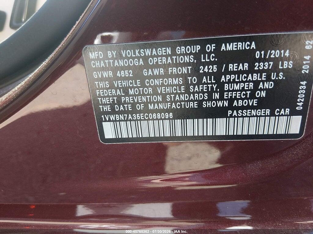 1VWBN7A35EC068096 2014 VOLKSWAGEN PASSAT photo no. 9