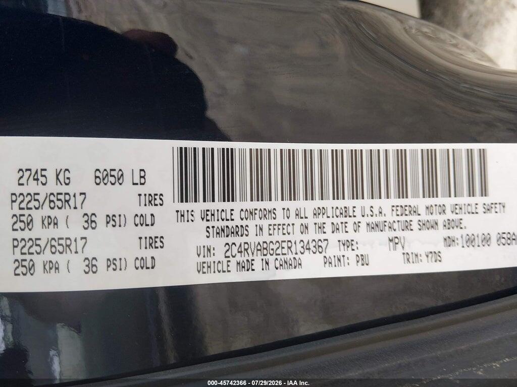 2C4RVABG2ER134367 2014 VOLKSWAGEN ROUTAN photo no. 9