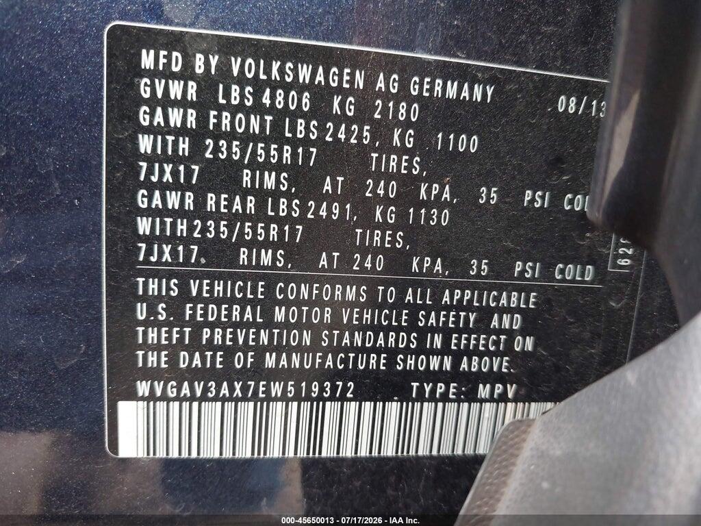 WVGAV3AX7EW519372 2014 VOLKSWAGEN TIGUAN photo no. 9