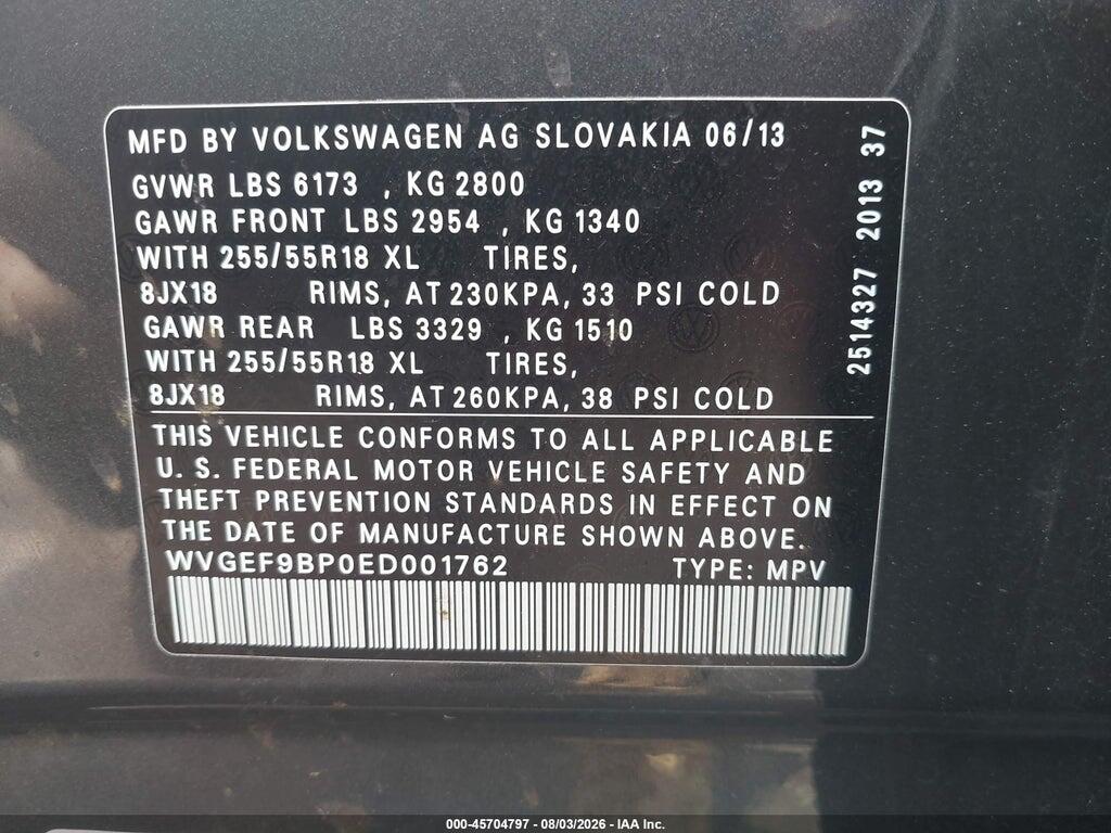 WVGEF9BP0ED001762 2014 VOLKSWAGEN TOUAREG photo no. 9
