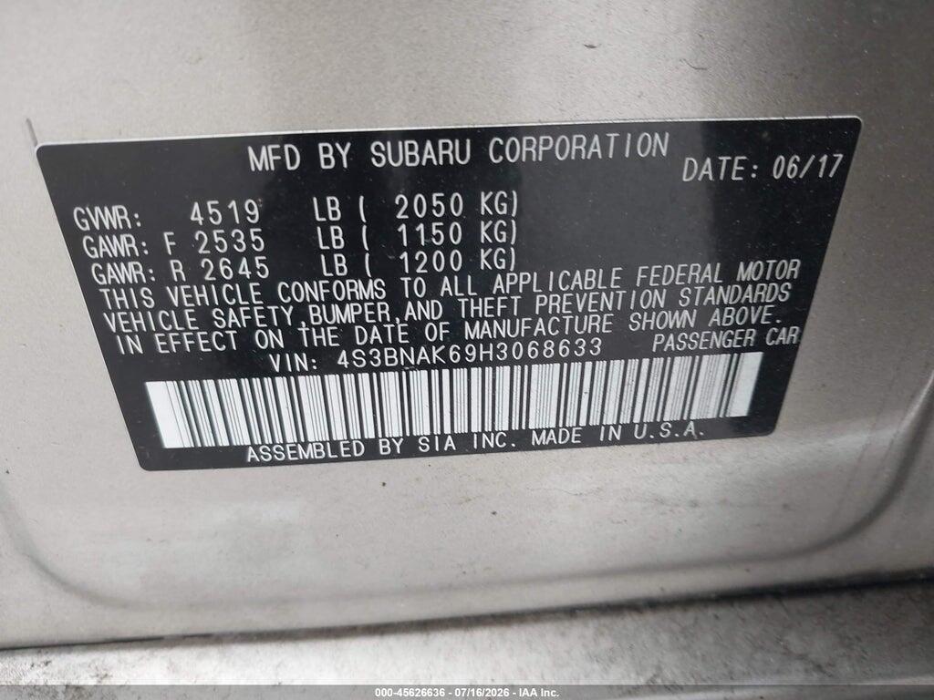 4S3BNAK69H3068633 2017 SUBARU LEGACY photo no. 9