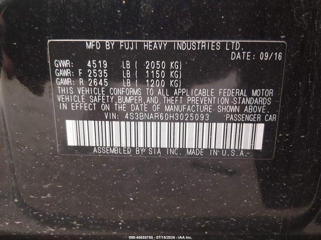 4S3BNAR60H3025093 2017 SUBARU LEGACY photo no. 9