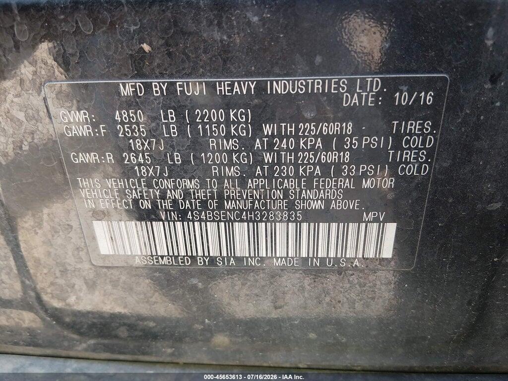 4S4BSENC4H3283835 2017 SUBARU OUTBACK photo no. 9