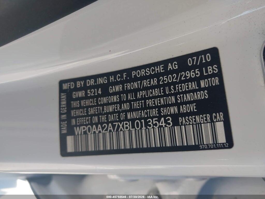 WP0AA2A7XBL013543 2011 PORSCHE PANAMERA photo no. 9