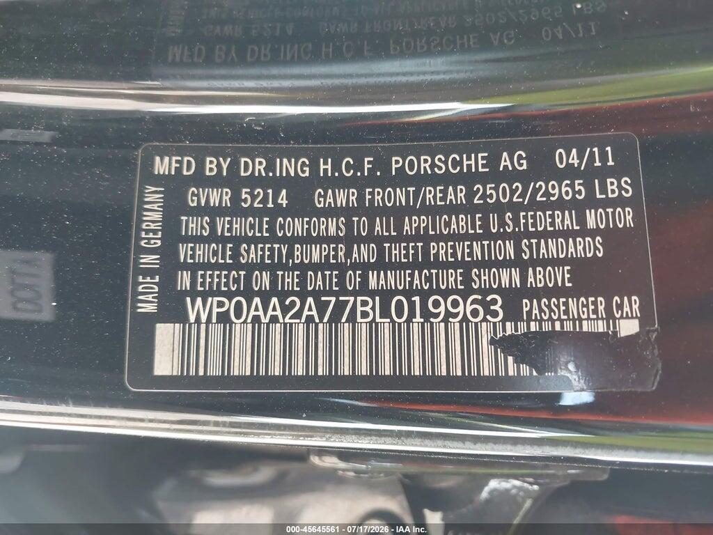 WP0AA2A77BL019963 2011 PORSCHE PANAMERA photo no. 9