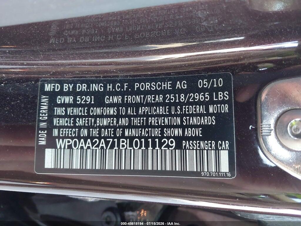 WP0AA2A71BL011129 2011 PORSCHE PANAMERA photo no. 9
