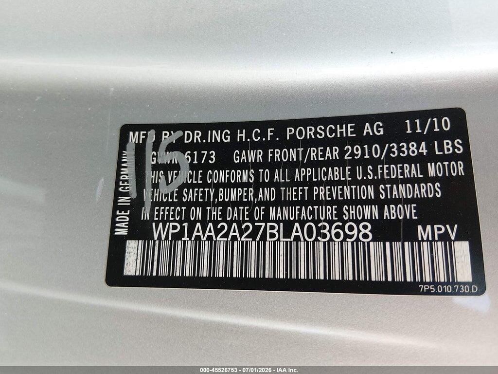 WP1AA2A27BLA03698 2011 PORSCHE CAYENNE photo no. 9