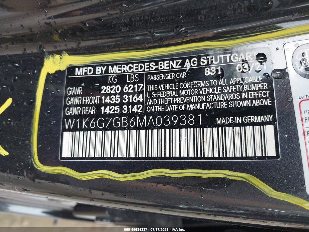 W1K6G7GB6MA039381 2021 MERCEDES-BENZ S 580 photo no. 9