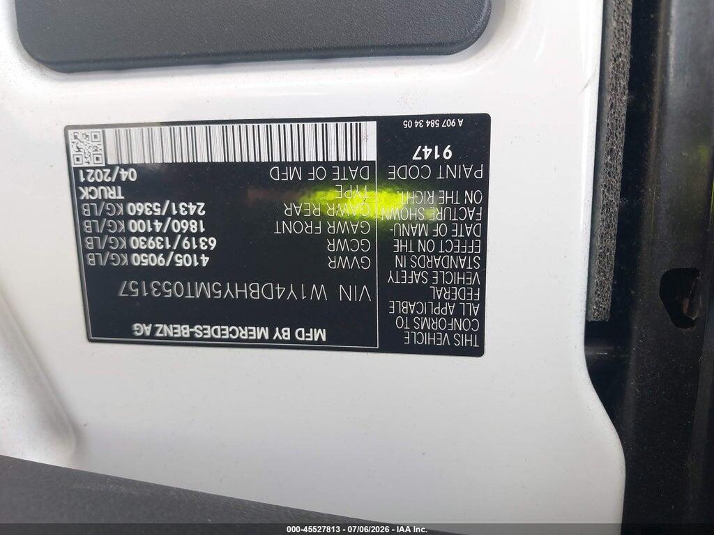 W1Y4DBHY5MT053157 2021 MERCEDES-BENZ SPRINTER 2500 photo no. 9
