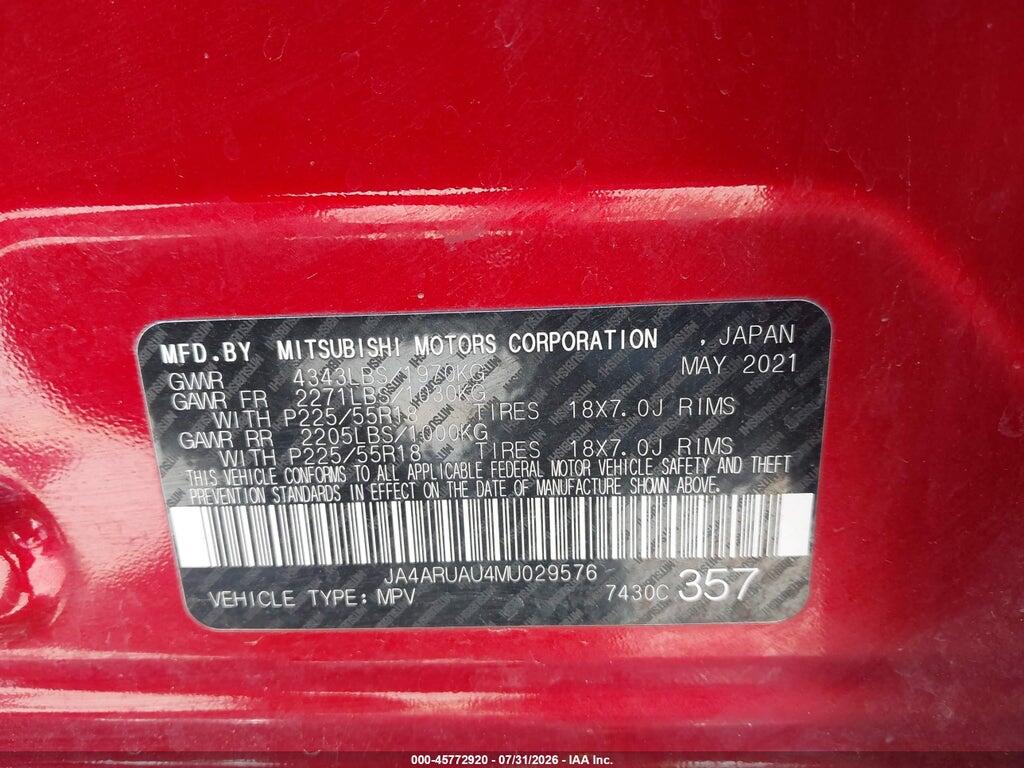 JA4ARUAU4MU029576 2021 MITSUBISHI OUTLANDER SPORT photo no. 9