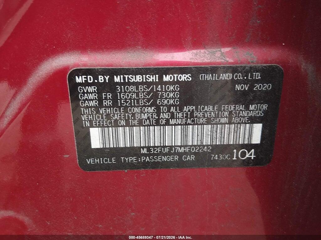 ML32FUFJ7MHF02242 2021 MITSUBISHI MIRAGE G4 photo no. 9