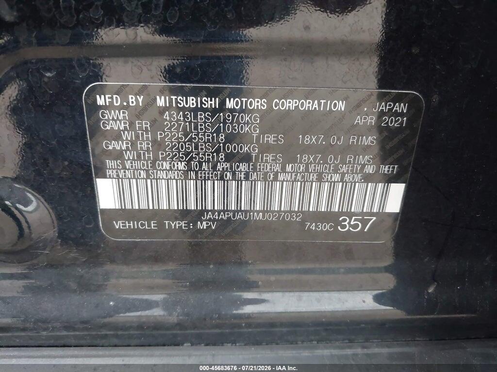 JA4APUAU1MU027032 2021 MITSUBISHI OUTLANDER SPORT photo no. 9