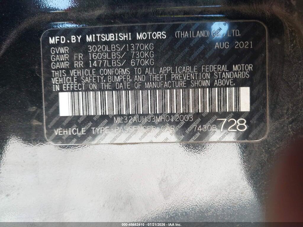 ML32AUHJ3MH012003 2021 MITSUBISHI MIRAGE photo no. 9