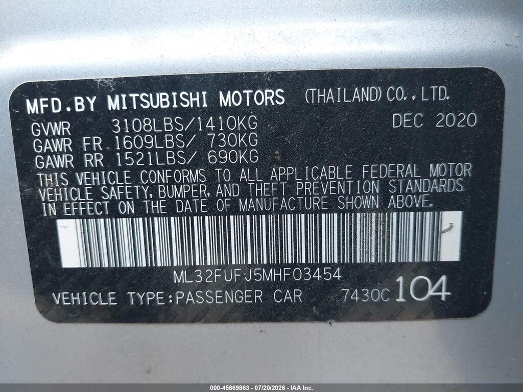 ML32FUFJ5MHF03454 2021 MITSUBISHI MIRAGE G4 photo no. 9