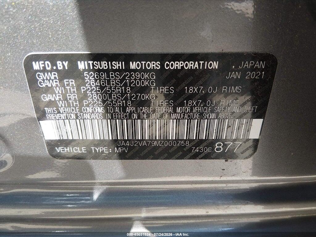 JA4J2VA79MZ000758 2021 MITSUBISHI OUTLANDER PHEV photo no. 9