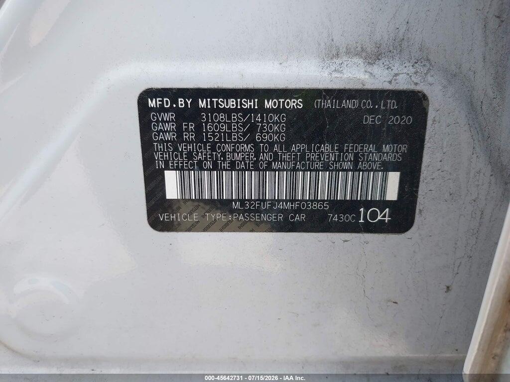 ML32FUFJ4MHF03865 2021 MITSUBISHI MIRAGE G4 photo no. 9