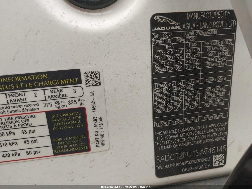 SADCT2FU1SA746145 2025 JAGUAR F-PACE photo no. 9