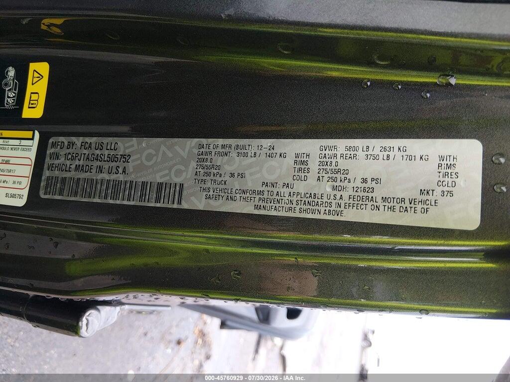 1C6PJTAG4SL505752 2025 JEEP GLADIATOR photo no. 9