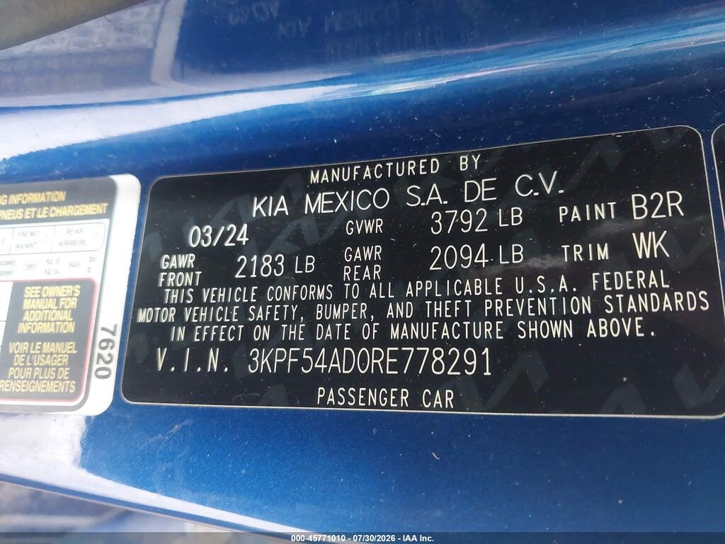 3KPF54AD0RE778291 2024 KIA FORTE photo no. 9