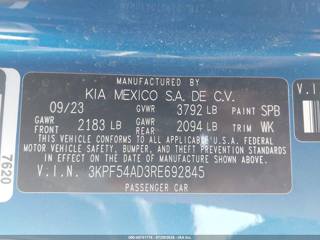 3KPF54AD3RE692845 2024 KIA FORTE photo no. 9