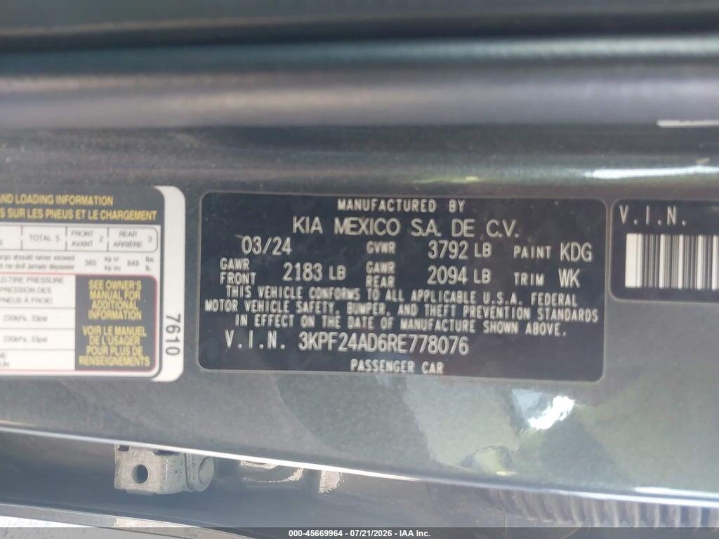 3KPF24AD6RE778076 2024 KIA FORTE photo no. 9