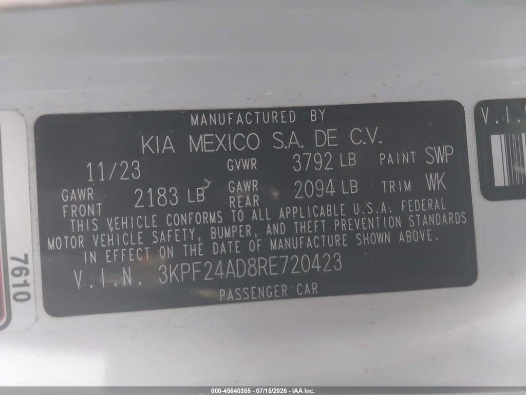 3KPF24AD8RE720423 2024 KIA FORTE photo no. 9