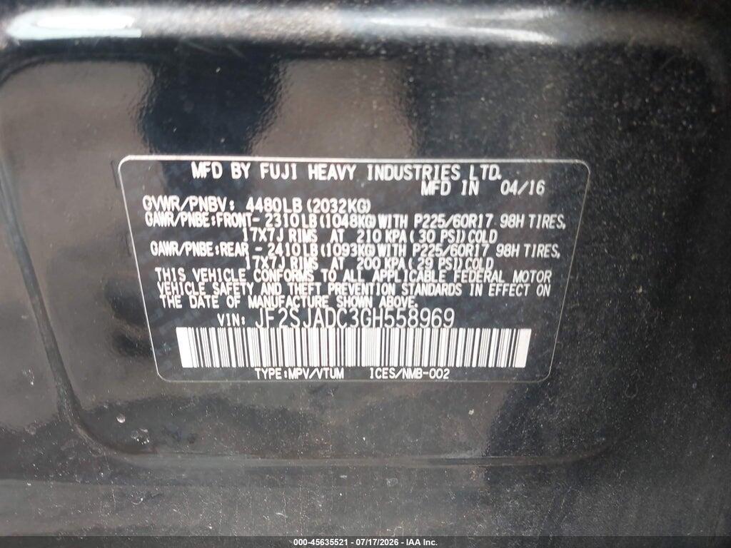JF2SJADC3GH558969 2016 SUBARU FORESTER photo no. 9