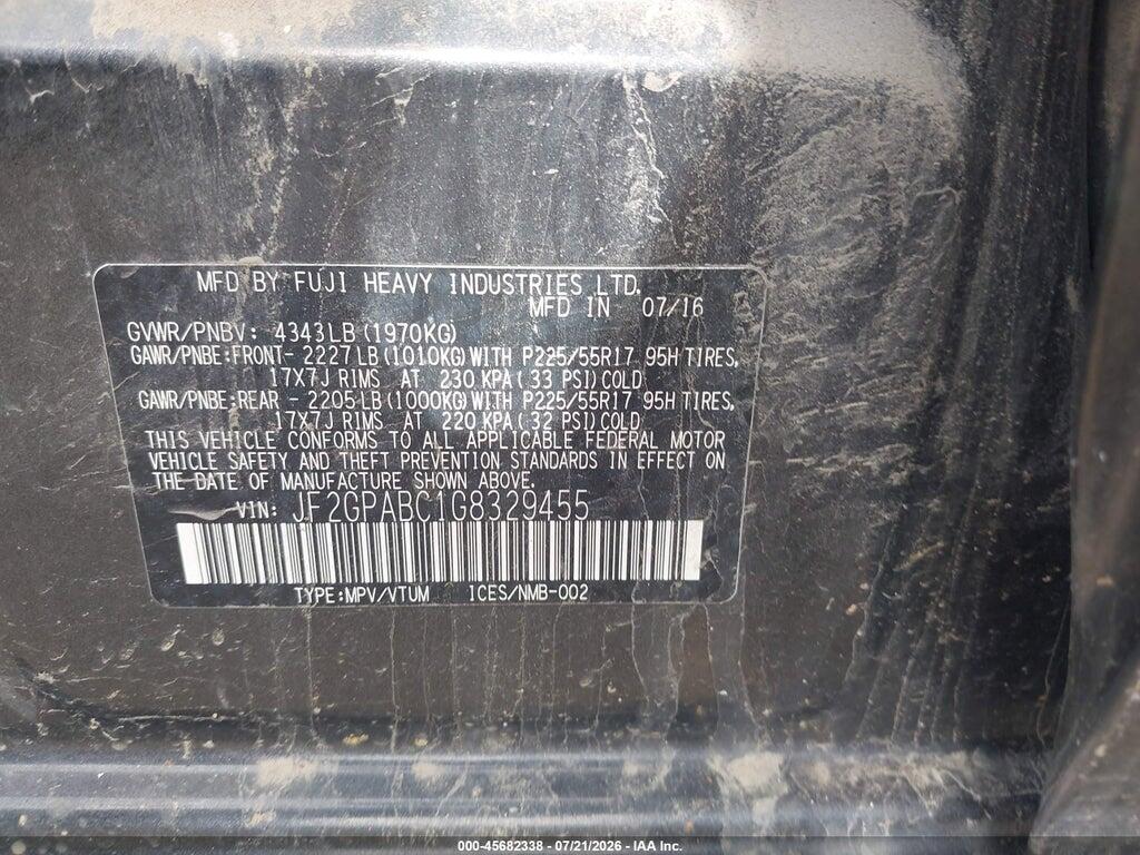 JF2GPABC1G8329455 2016 SUBARU CROSSTREK photo no. 9