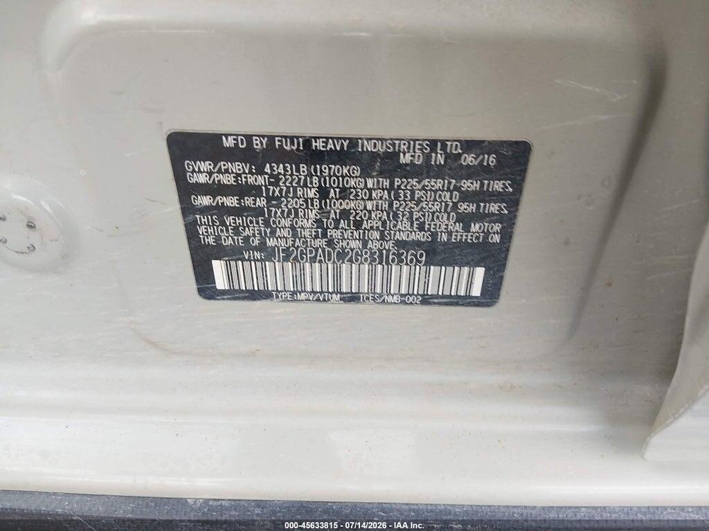 JF2GPADC2G8316369 2016 SUBARU CROSSTREK photo no. 9