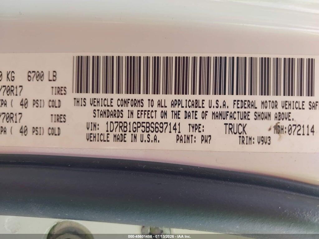 1D7RB1GP5BS697141 2011 RAM RAM 1500 photo no. 9