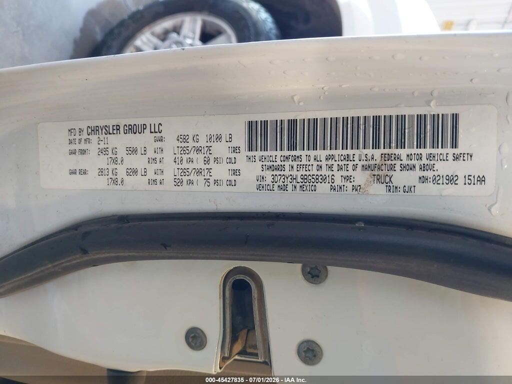 3D73Y3HL9BG583016 2011 RAM RAM 3500 photo no. 9
