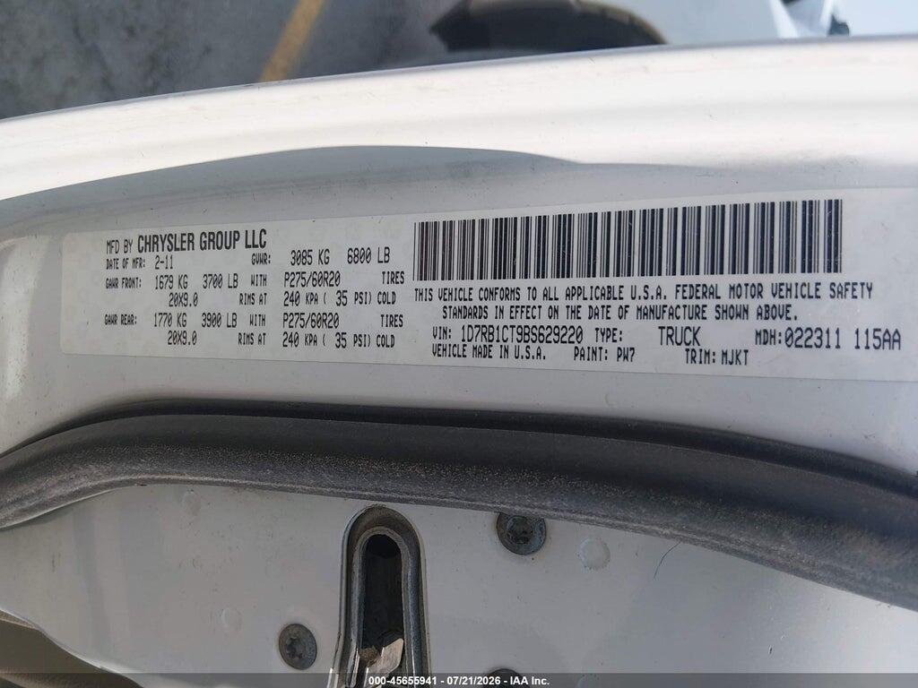 1D7RB1CT9BS629220 2011 RAM RAM 1500 photo no. 9