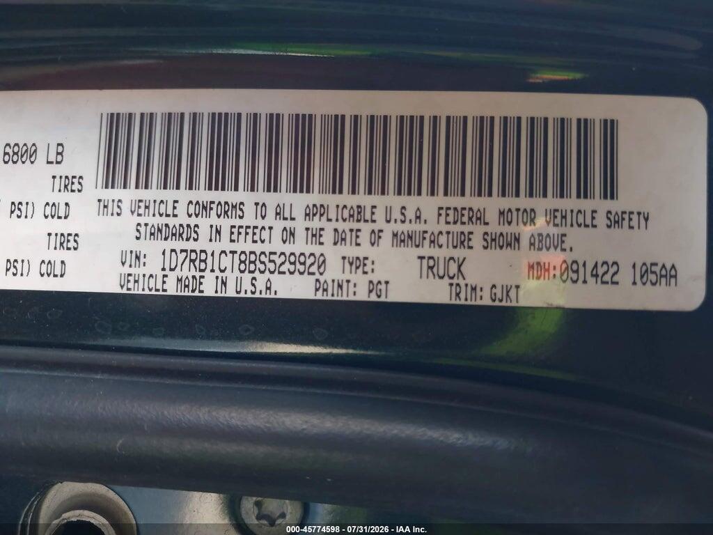 1D7RB1CT8BS529920 2011 RAM RAM 1500 photo no. 9