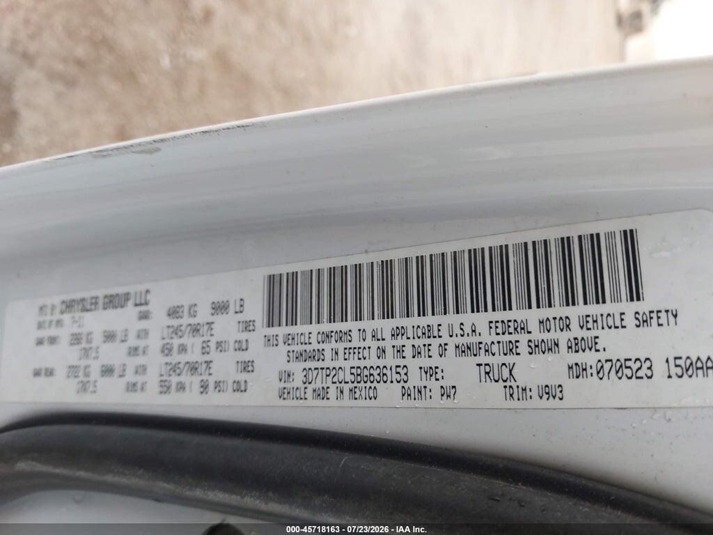 3D7TP2CL5BG636153 2011 RAM 2500 photo no. 9