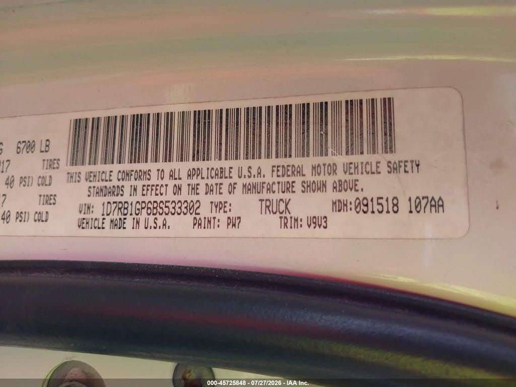 1D7RB1GP6BS533302 2011 RAM RAM 1500 photo no. 9