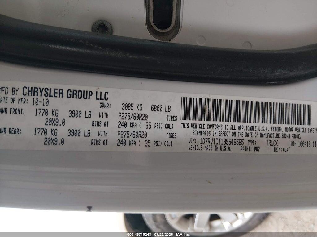 1D7RV1CT1BS546565 2011 RAM RAM 1500 photo no. 9