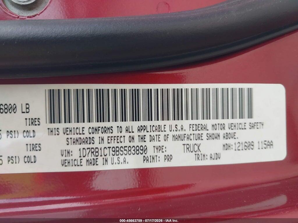 1D7RB1CT9BS583890 2011 RAM RAM 1500 photo no. 9