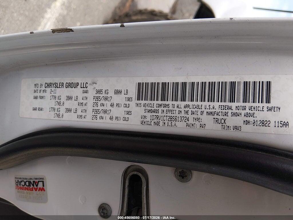 1D7RV1CT2BS613724 2011 RAM RAM 1500 photo no. 9