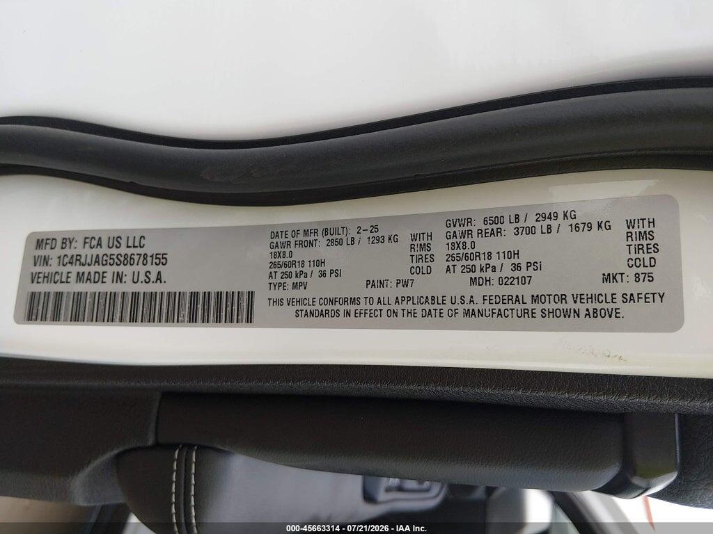 1C4RJJAG5S8678155 2025 JEEP GRAND CHEROKEE L photo no. 9
