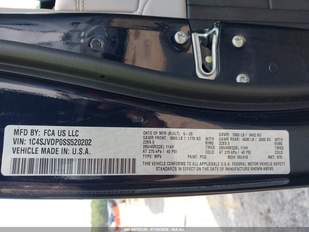 1C4SJVDP0SS520202 2025 JEEP WAGONEER photo no. 9