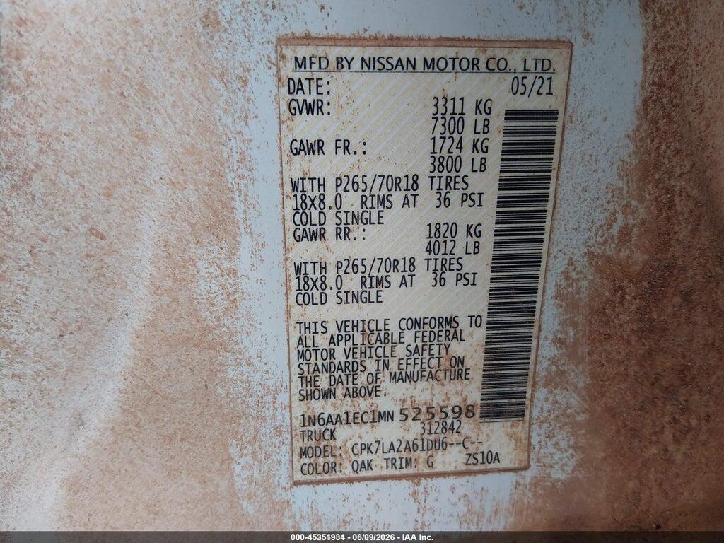 1N6AA1EC1MN525598 2021 NISSAN TITAN photo no. 9